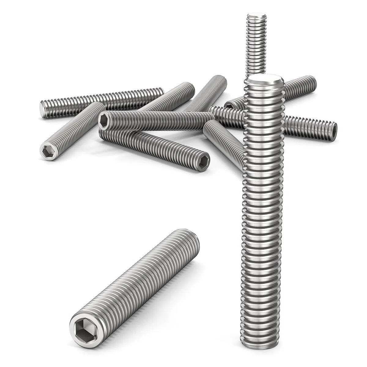ORTAVA 10 viti senza testa, viti filettate M6 x 40 mm, DIN 913/ISO 4026 con esagono incassato (ISK) e tappo conico, vite senza testa in acciaio inox (argento)