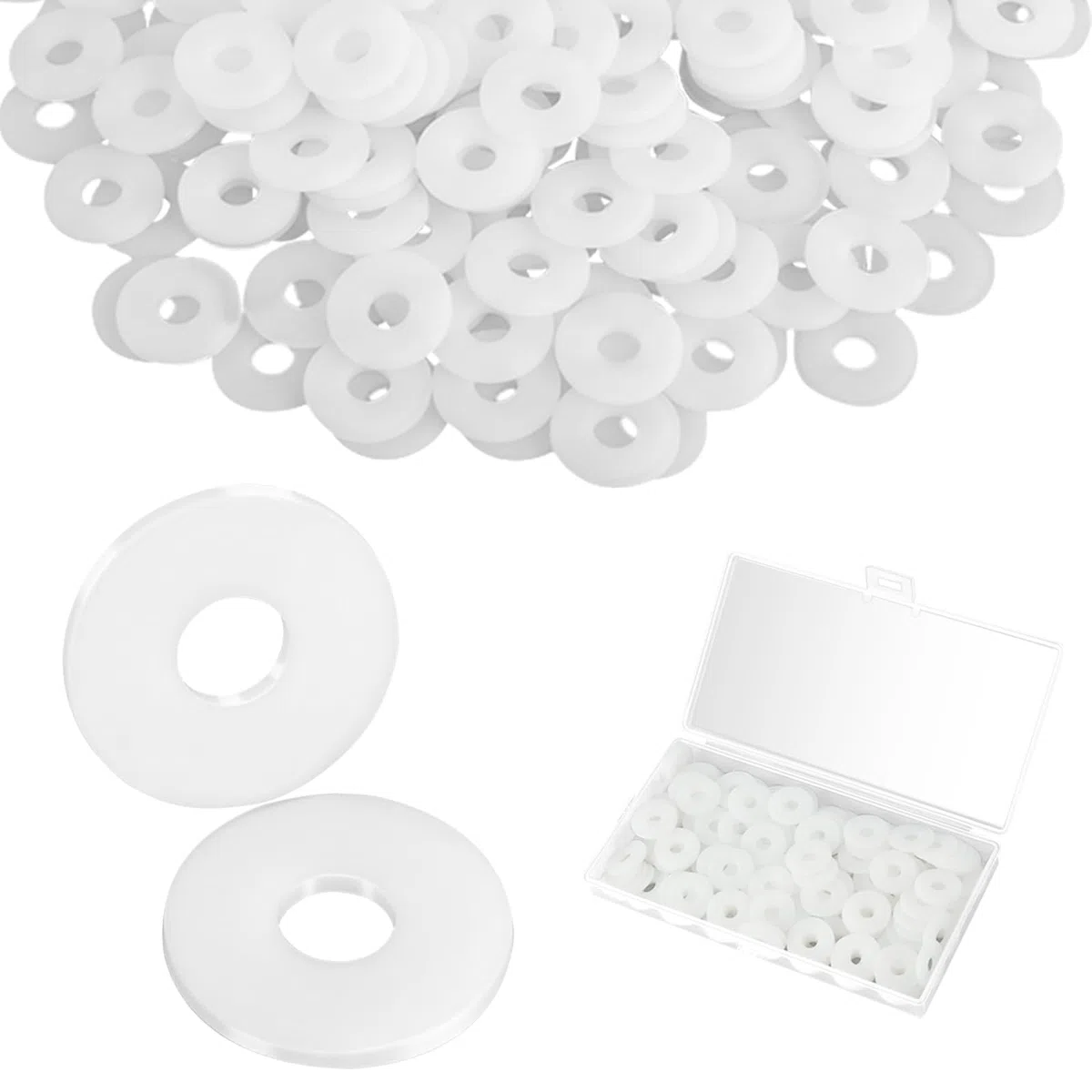 Rondelle Plastica, Rondelle in Nylon, Bianco Tondi Rondelle Plastica, Rondelle M6 in Plastica per Mobili, Automobili, Macchine, 200 Pezzi