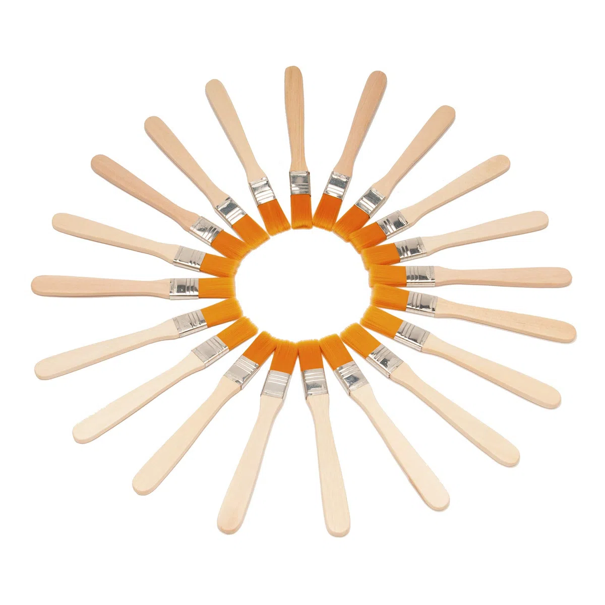 Set di pennelli piccoli, 20 pezzi, 11 mm di larghezza, piccoli pennelli per ritocchi, pulizia, colla, progetti fai da te, manico in legno, giallo polvere, per casa, tastiera e applicazioni di vernice