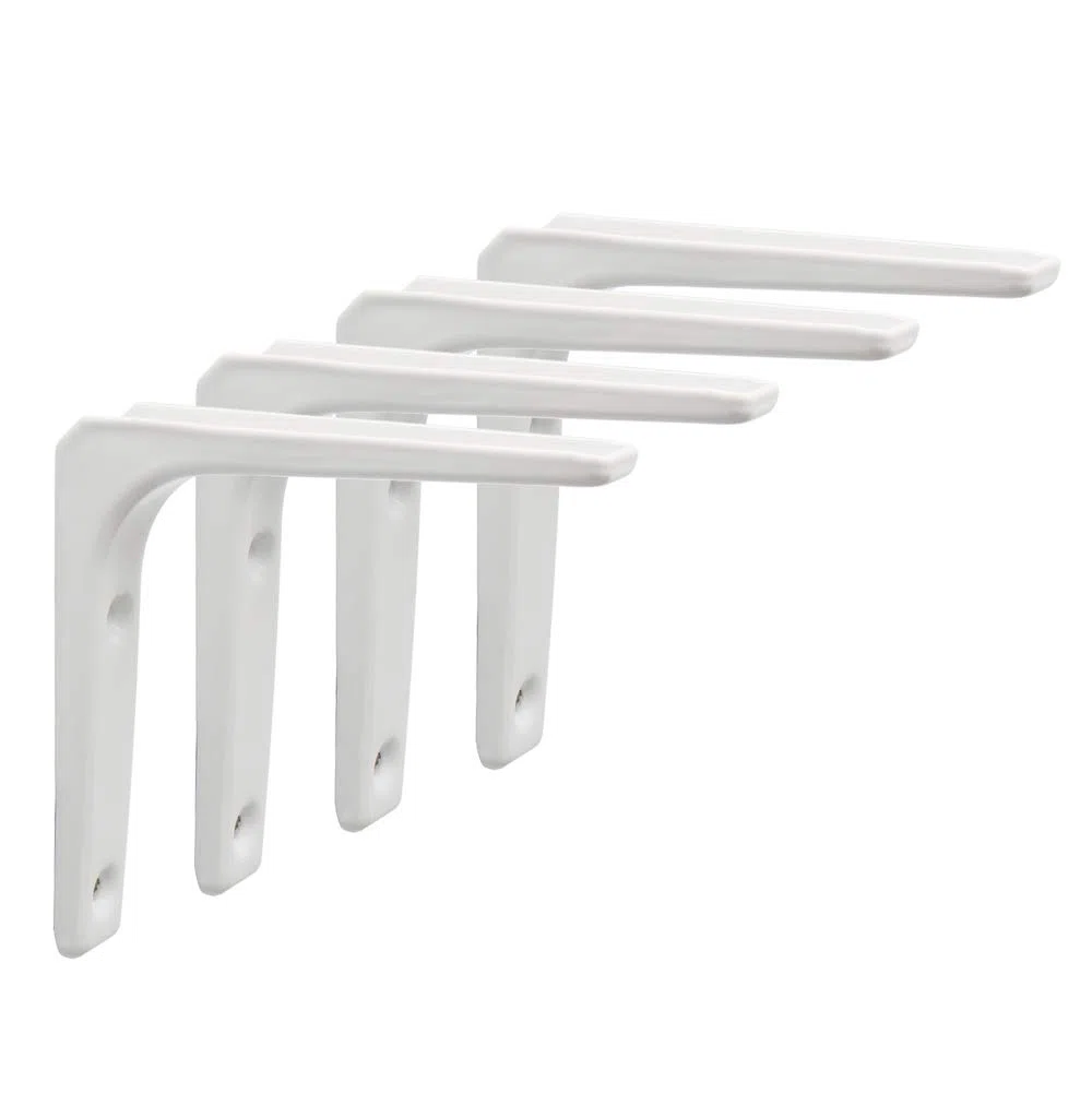 SAYAYO Staffe per Mensole Bianche Staffe a L Staffa Mensola Pesanti, Staffa Angolare Reggimensola da Muro, Adatto a Garage Bagni Cucine Soggiorno, 4 Pezzi, 100 X 100 MM