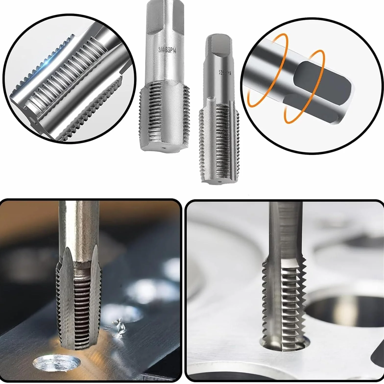 Set Rubinetti per Tubi, 2 Pezzi Maschi a Tubo Estrattore Viti, Rubinetto da 1/2 pollice, Rubinetto per Tubi con Filettatura Interna da 3/4 di pollice, Rubinetto per Incisione