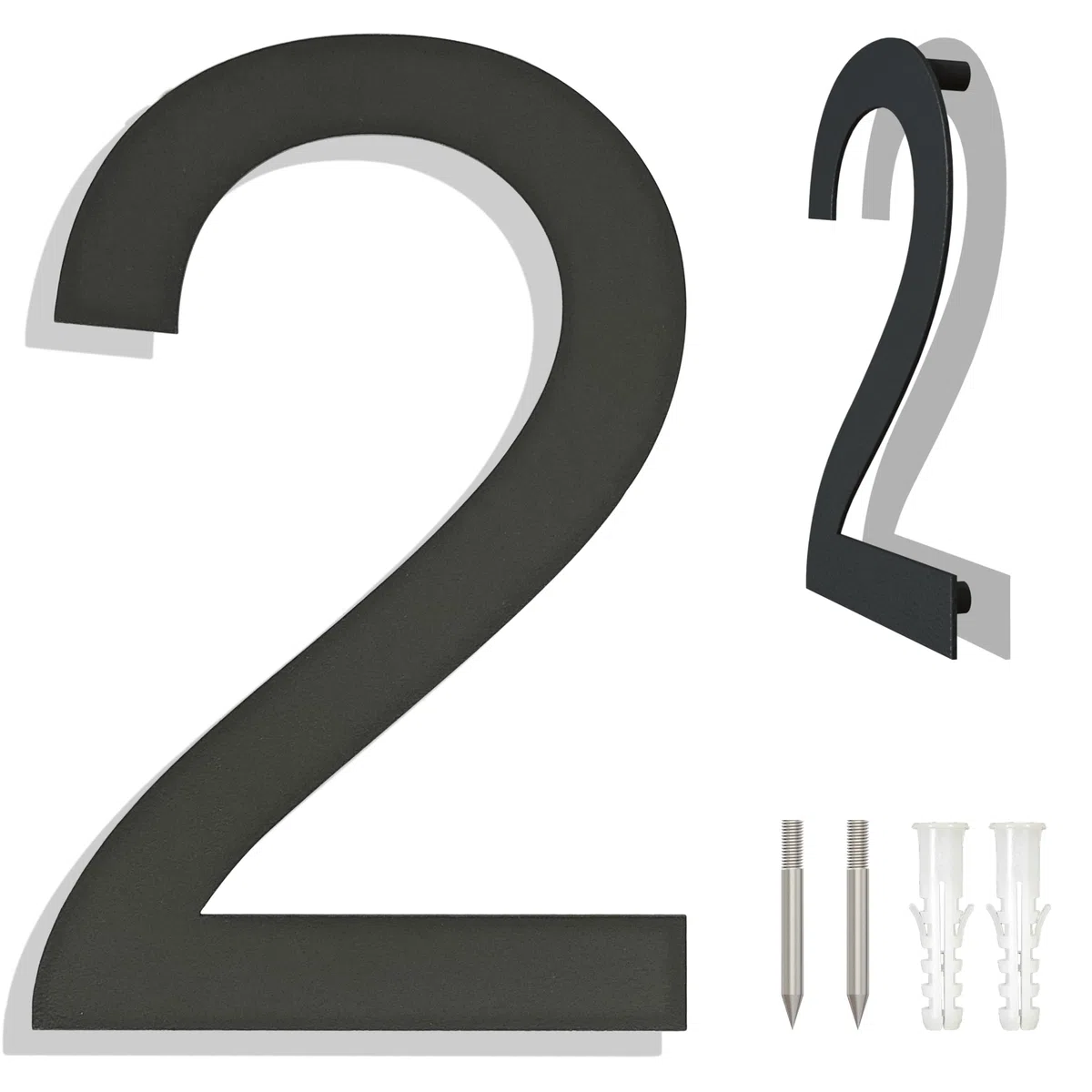 Numeri civici in acciaio inox spazzolato, numeri di porta, targa indirizzo moderna galleggianti grigio nero-6 pollici 152mm