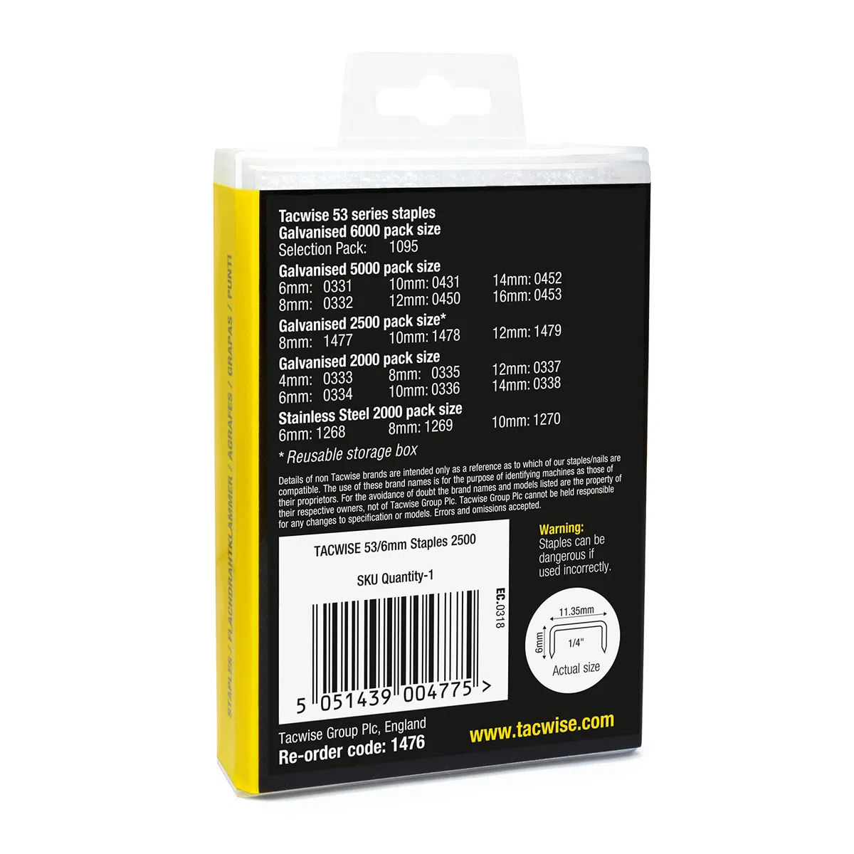 Tacwise 1476 Punti Galvanizzati Tipo 53 / 6 mm, Confezione da 2500