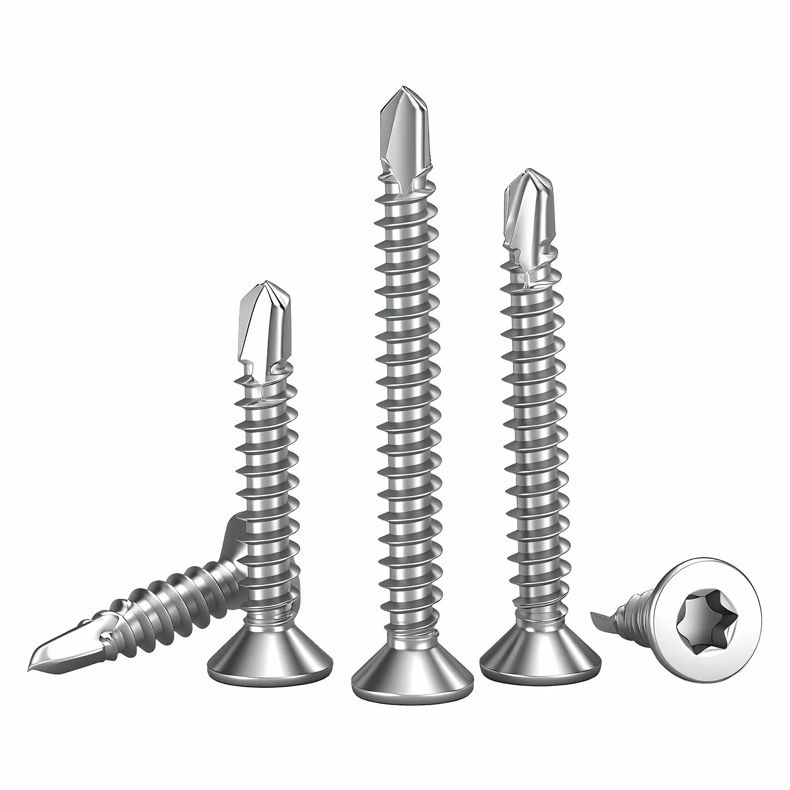 205 viti autofilettanti Torx, viti autofilettanti a testa svasata M4,2 x 13 ~ 38 mm, testa piatta in acciaio inox 410 viti autofilettanti in metallo, assortimento con 1 punte TX20.