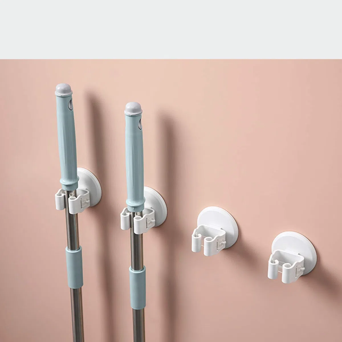 Portascope e Portaspazzole Muro Montato, Robusto Strumento Rack di Stoccaggio Salvaspazio per Cucina, Plastica ABS - 3 Pezzi - Bianco
