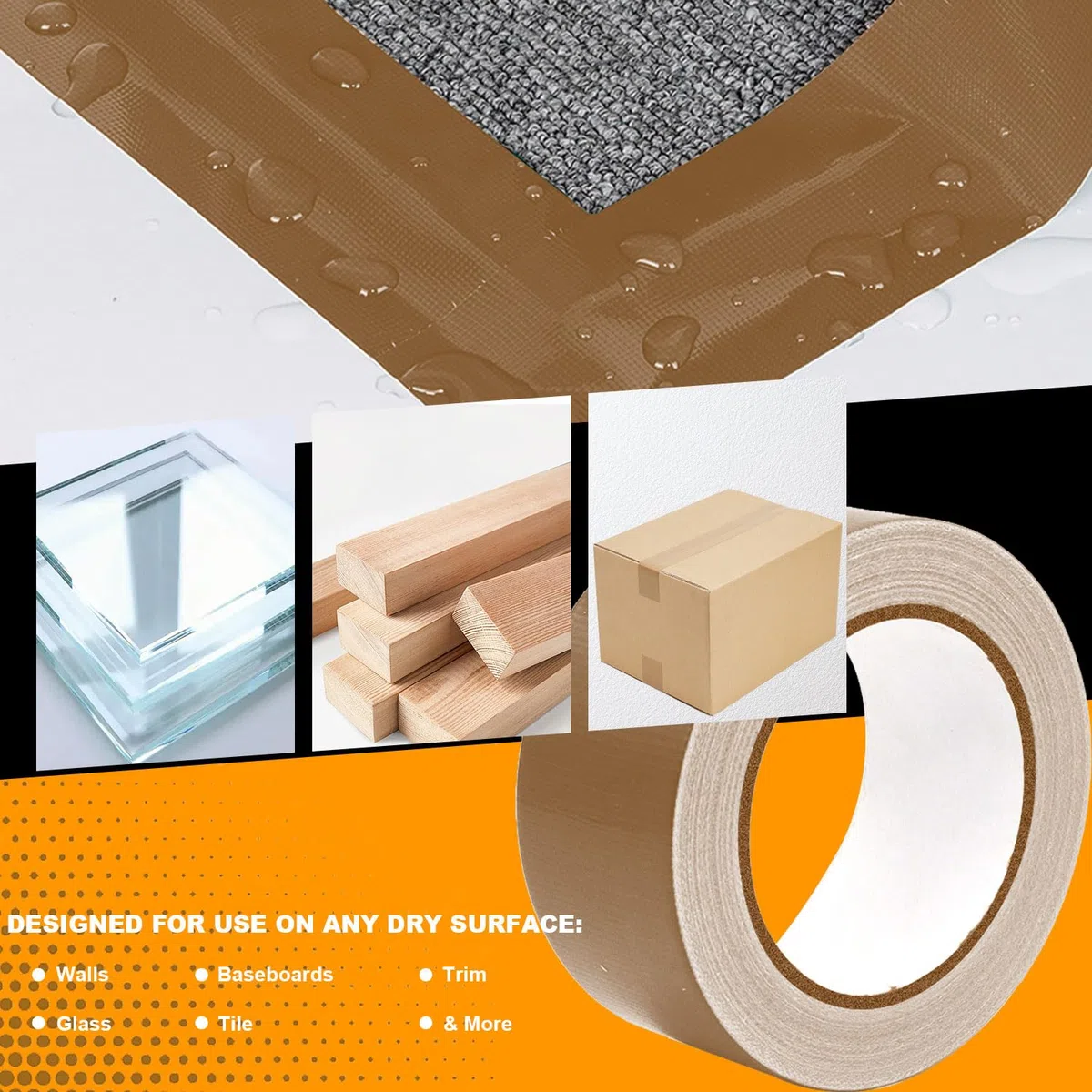 Nastro Gaffer di Tessuto 25mm x 20m Marrone - Extra Forte Impermeabile Strappabile per Riparazioni e Sigillatura