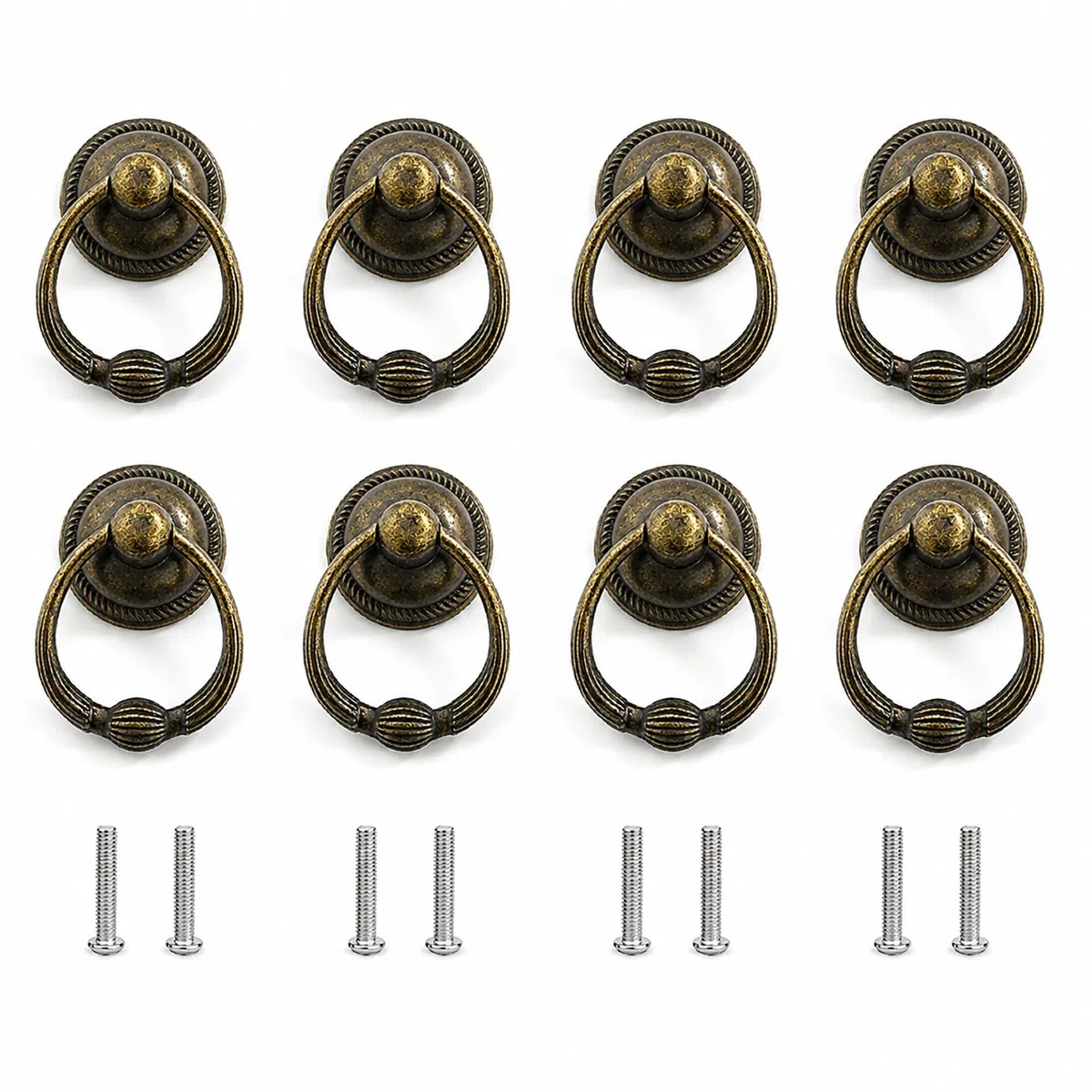 8 Pezzi Maniglie per Mobili Antichi, Maniglia a Tiretto del Cassetto, Lega di Zinco Maniglia Pull, Maniglie ad Anello per Cassetti con Vite, per Cucina, Cassetti, Armadi, Armadietti Comò