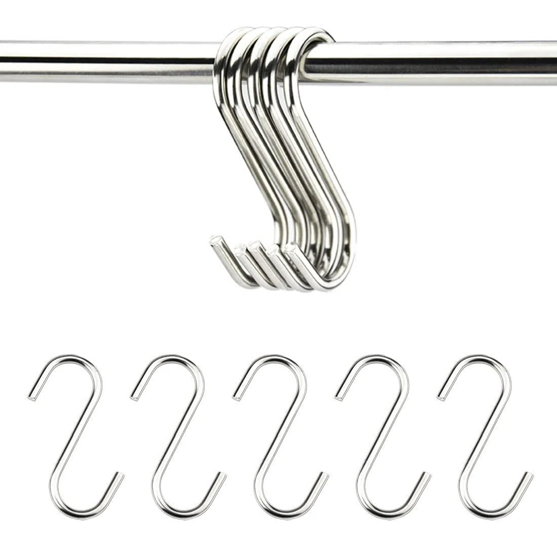 Ganci a S Cucina in Acciaio Inox Appesi Ganci Attaccapanni Forma di S Multifunzionale per Bagno Camera da Letto Ufficio Ganci per Utensili Cucina(10 Pezzi,5 cm di lunghezza)