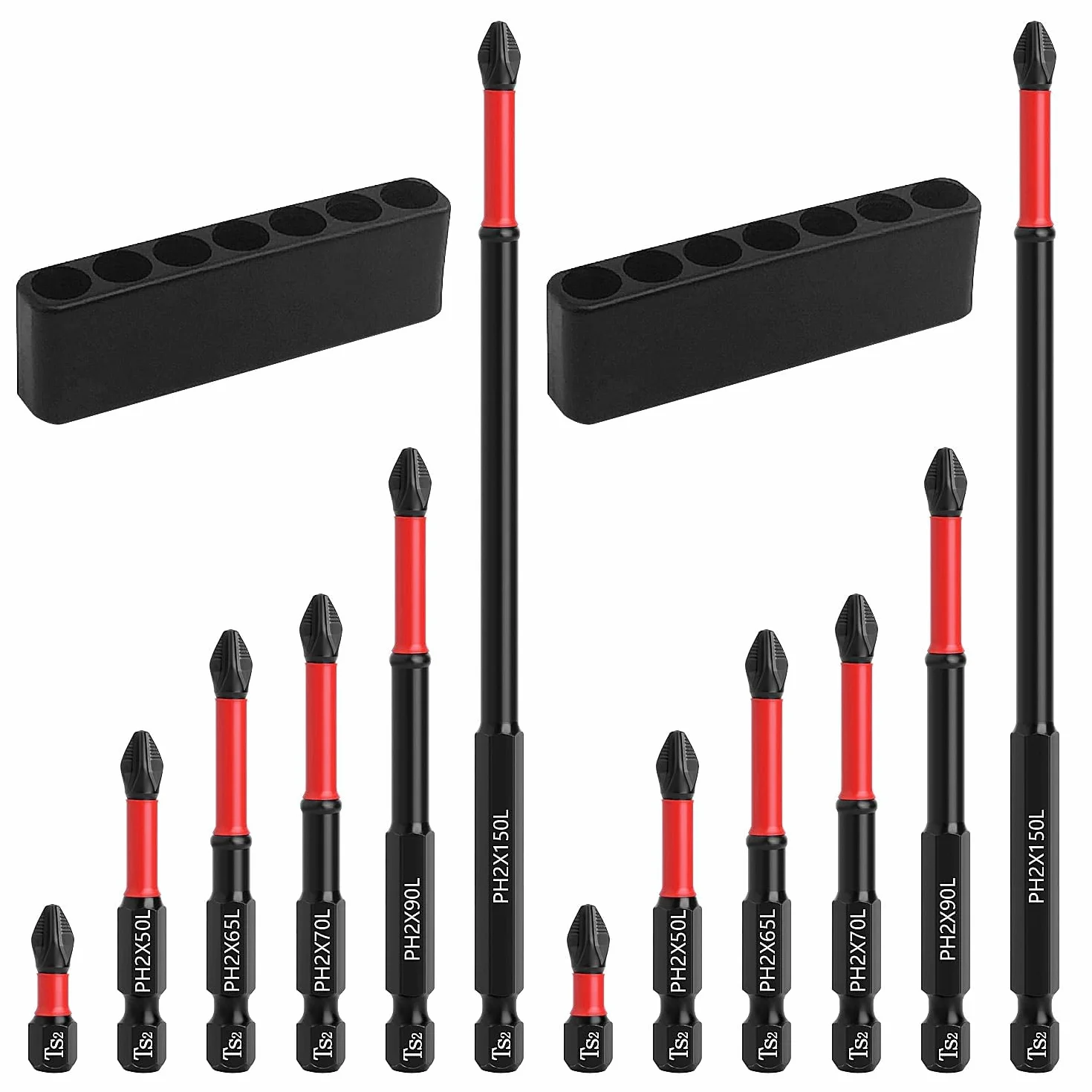12 Pezzi Set da Inserti per Avvitatore Professionali, 25mm/50mm/65mm/70mm/90mm/150mm Punte Avvitatore Magnetiche, Snodo Avvitatore per Vari Fai da te e Lavorazione del Legno (1)