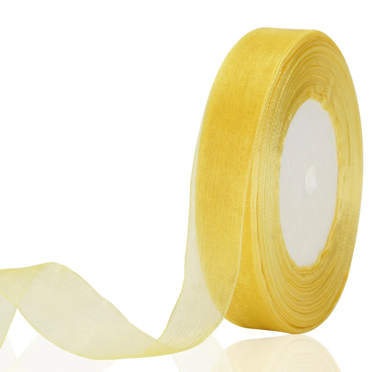 jijAcraft Organza trasparente dorato - Nastro in chiffon per regalo, 45 m, tulle sottile, per fiocchi, fai da te, albero di Natale