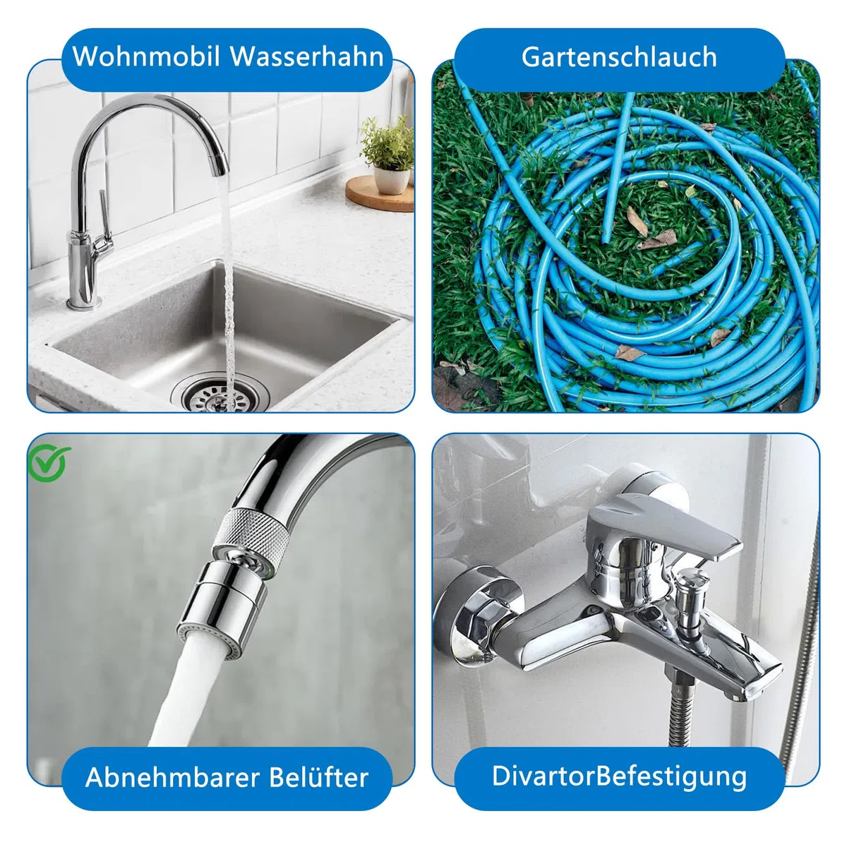 Foonary 10 adattatori universali per rubinetto, con guarnizioni e doppia filettatura, per tubo da giardino e tubo dell'acqua, adatti per rubinetto della cucina e della casa