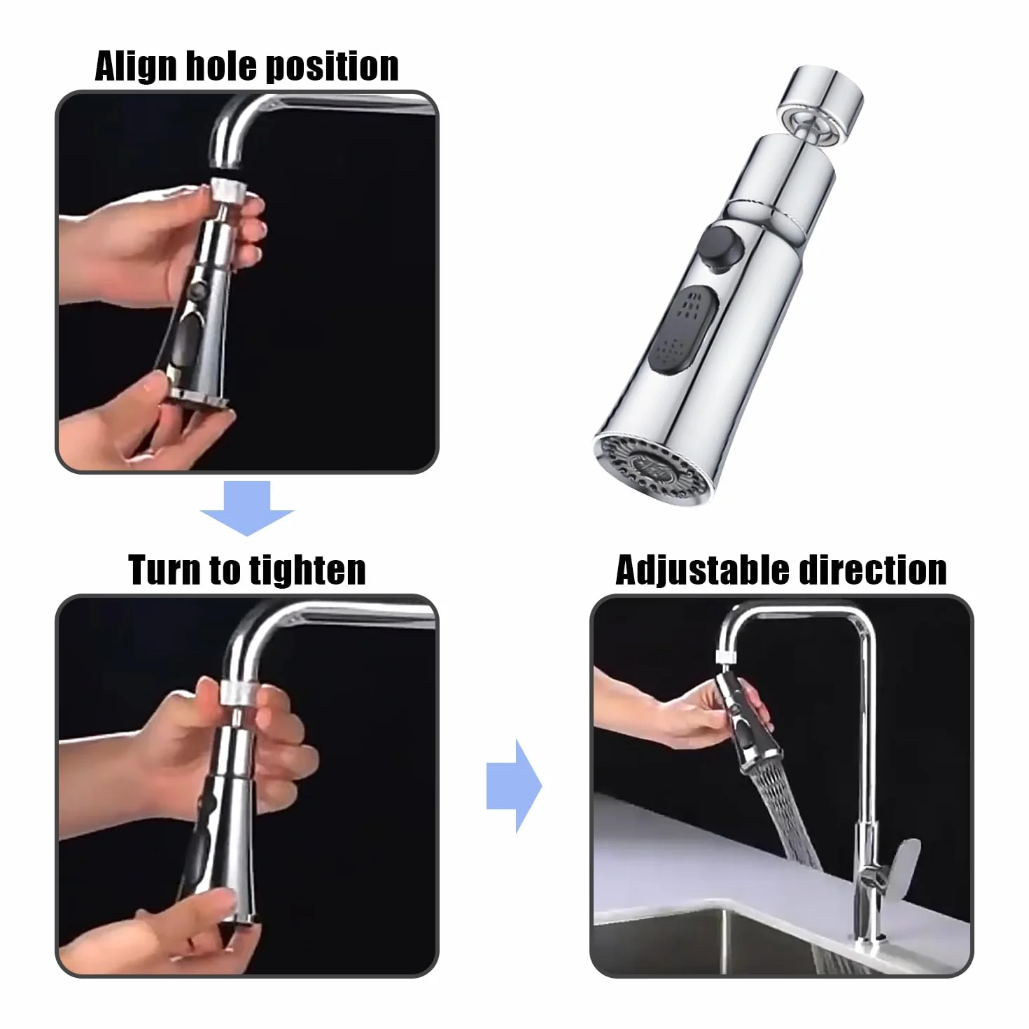 1 prolunga per rubinetto, con 1 set di adattatori, testa spruzzatore per rubinetto, adattatore per rubinetto, paraspruzzi per rubinetto, accessori per rubinetto, accessori rotanti, adatto per