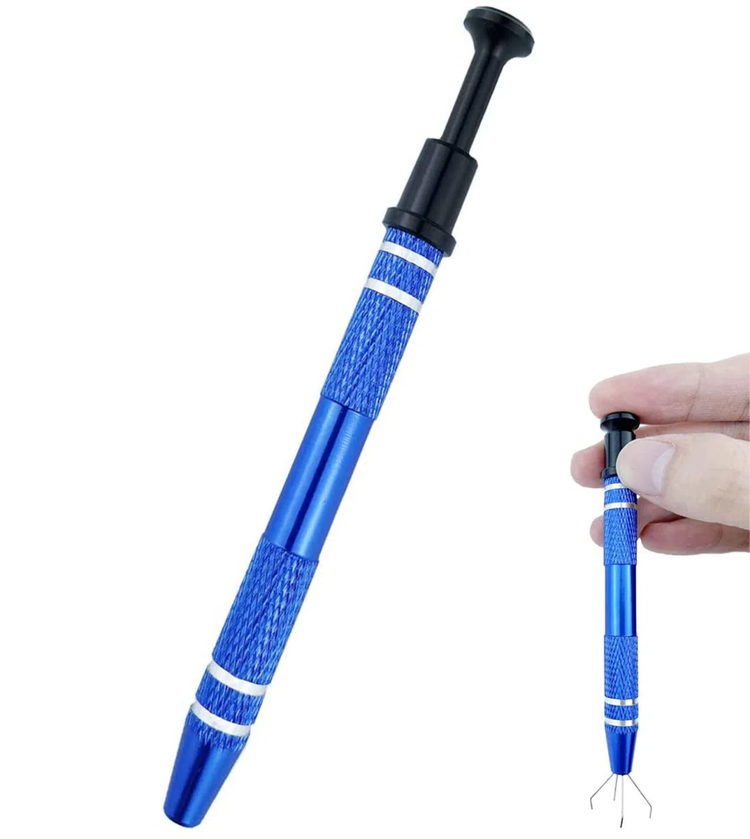 Pinzetta per gioielli,Pinzetta Gioielli con 4 Griffe in acciaio inossidabile Catcher Grabber Gioielli,Strumento per pick-up,Pinza per Gemme e Jewelry per Creazione Gioglielli(blu)