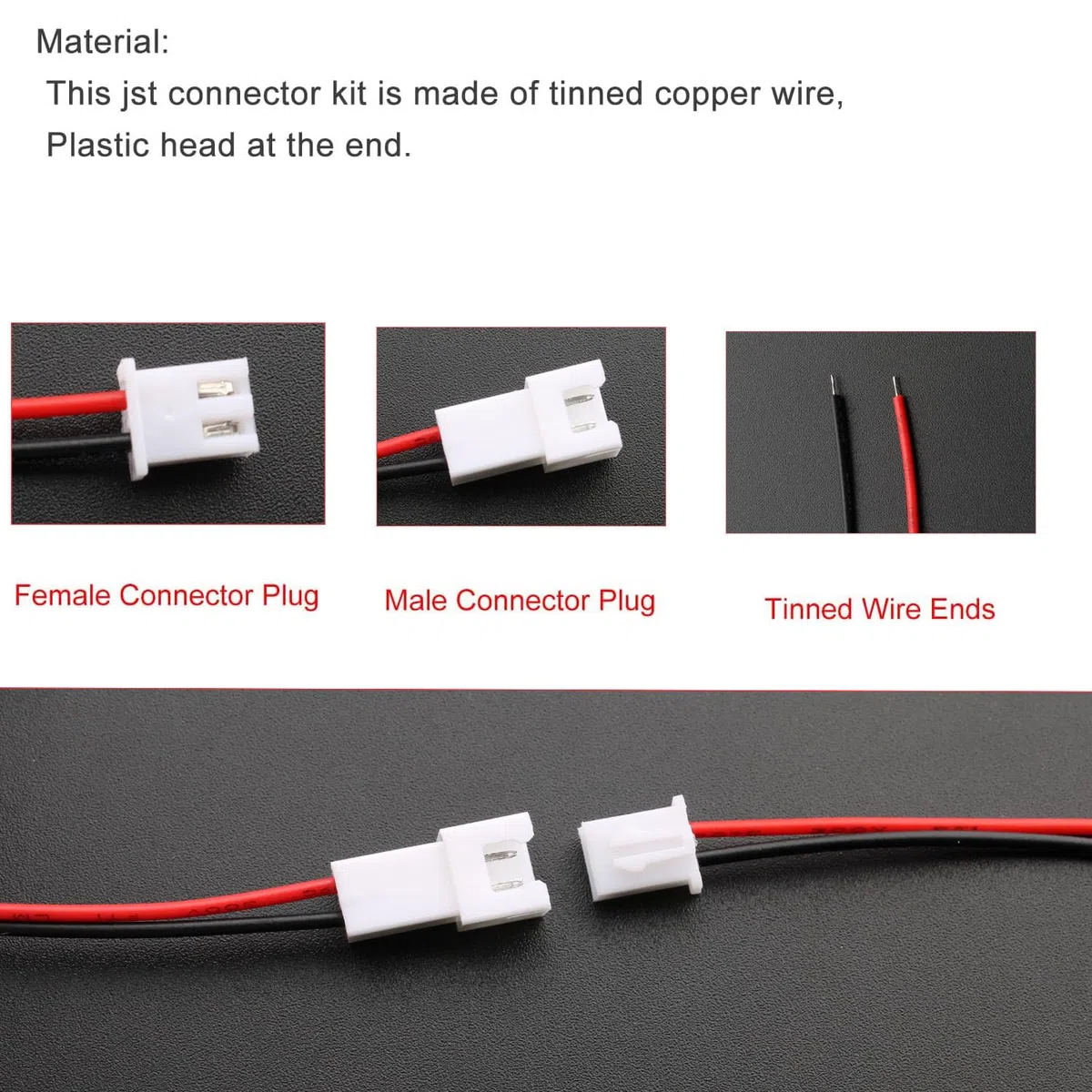 60 Pezzi (30 Paia) JST Connettore Mini 2.54 XH 2 Pin Maschio e Femmina Con Cavo 150mm 26AWG, Micro Elettrico Spina Presa