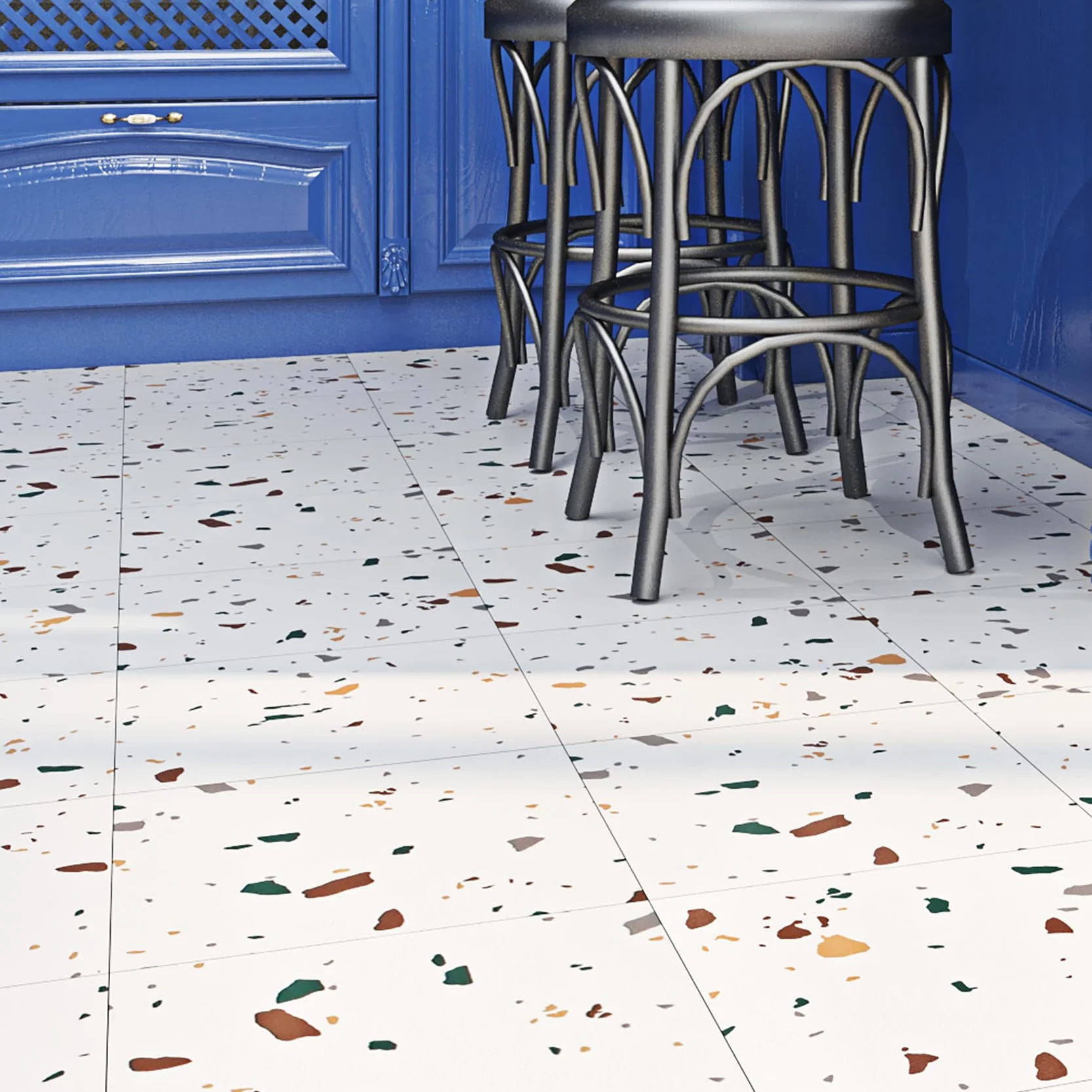 Livelynine Pavimento PVCAdesivo Effetto Granito Piastrelle Adesive Cucina 30X30 Parquet Bianco Lavabile Mattonelle per Cucina Bagno Soggiorno Stanza