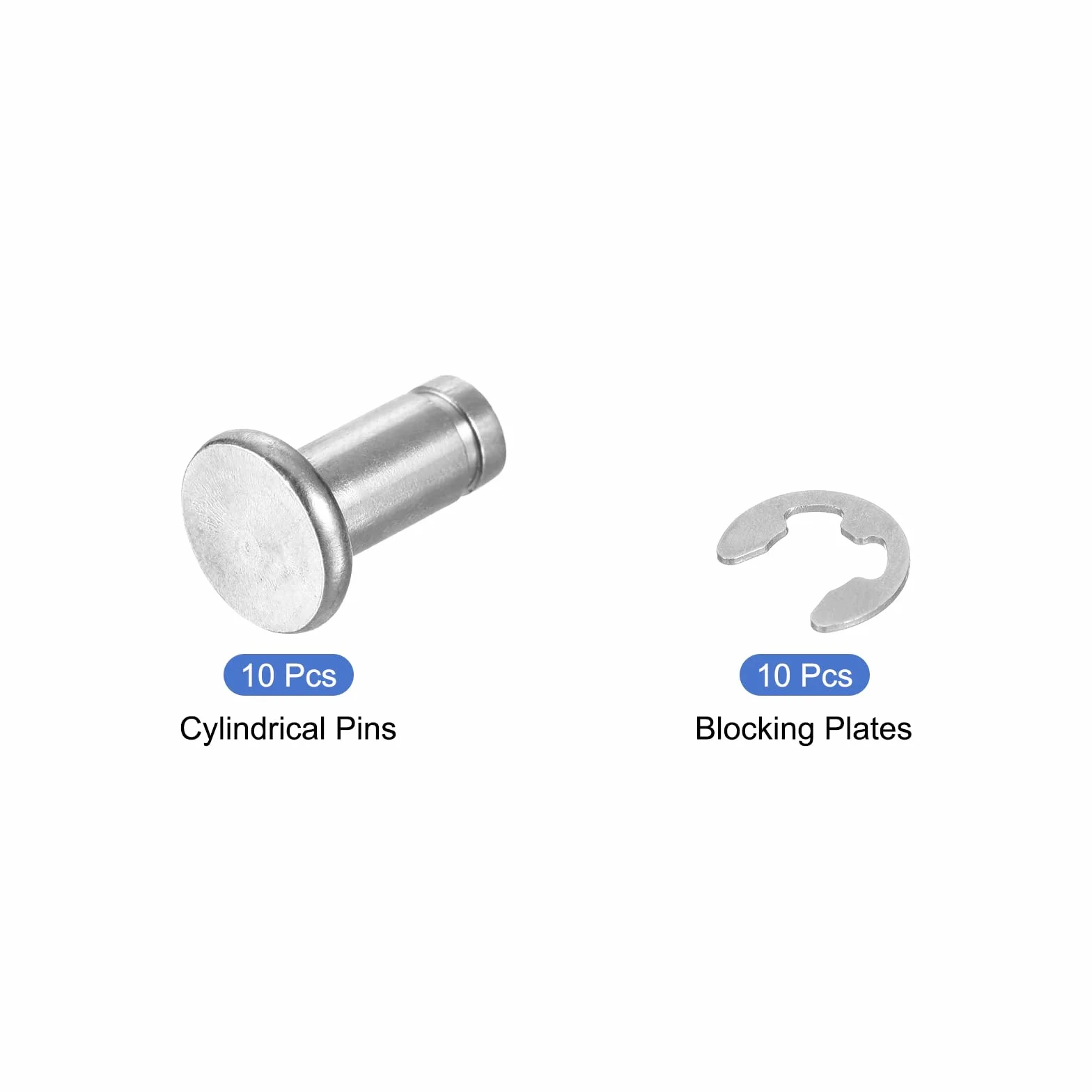 QUARKZMAN 10Set M6x12mm Perno Posizionamento Cilindrico Elastico Albero Acciaio Inossidabile 304, Perno Posizione Cilindro Cerniera Scanalato Testa Piatta con Ring Fissaggio Clip E, Argento