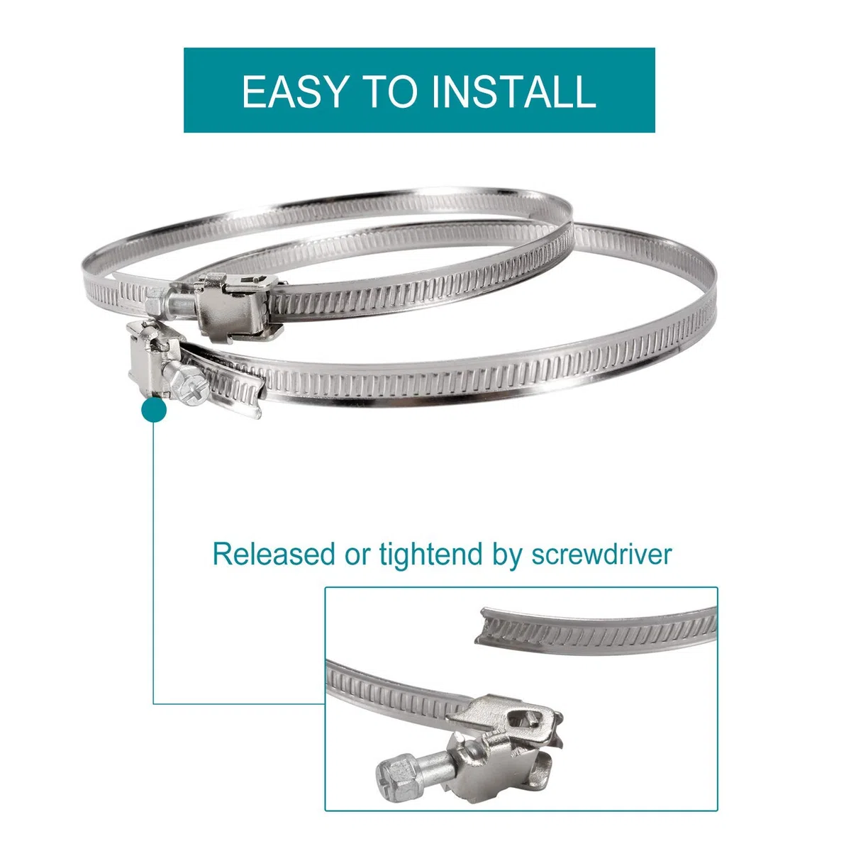 HG Power 2 pezzi Fascette Stringitubo 200 mm Acciaio Inox Morsetto per Tubo Flessibile Regolabile Diametro di 194-216 mm per Tubi di Ingresso e Uscita Delle Lavatrici, Tubi di Ventilazione
