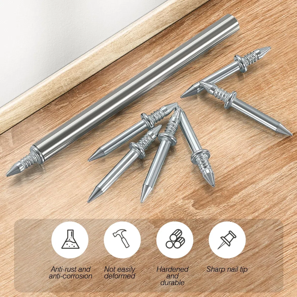 200Pcs Chiodi Senza Cuciture per Battiscopa a Doppia Testa, Chiodi in Corno Senza Traccia, Chiodi Nascosti per Legno Impiallacciature, Sicurezza invisibili Piccola Viti