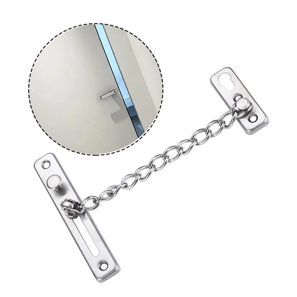 Catena Per Porta Di Sicurezza,Catena Porta, Catena di Sicurezza Della Porta, Serratura Catena di Sicurezza in Acciaio del Catenaccio della Porta della Catena Antifurto Portiere Finestre(Argento)