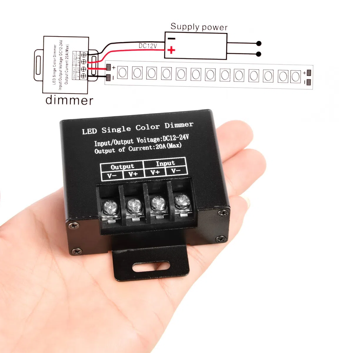 Led Dimmer wireless Telecomando per Strisce LED Luce Monocolore - 12V /24V 20A max