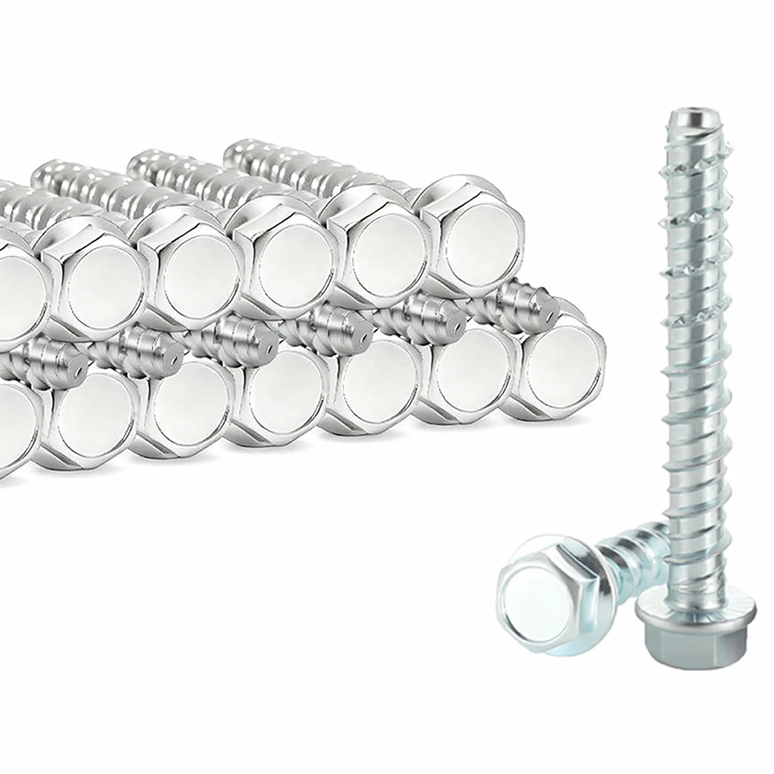 ORTAVA Viti per calcestruzzo testa esagonale M8 x 80, 20 pezzi vite per cemento zincato con disco per muratura, cemento, architettura, industria.
