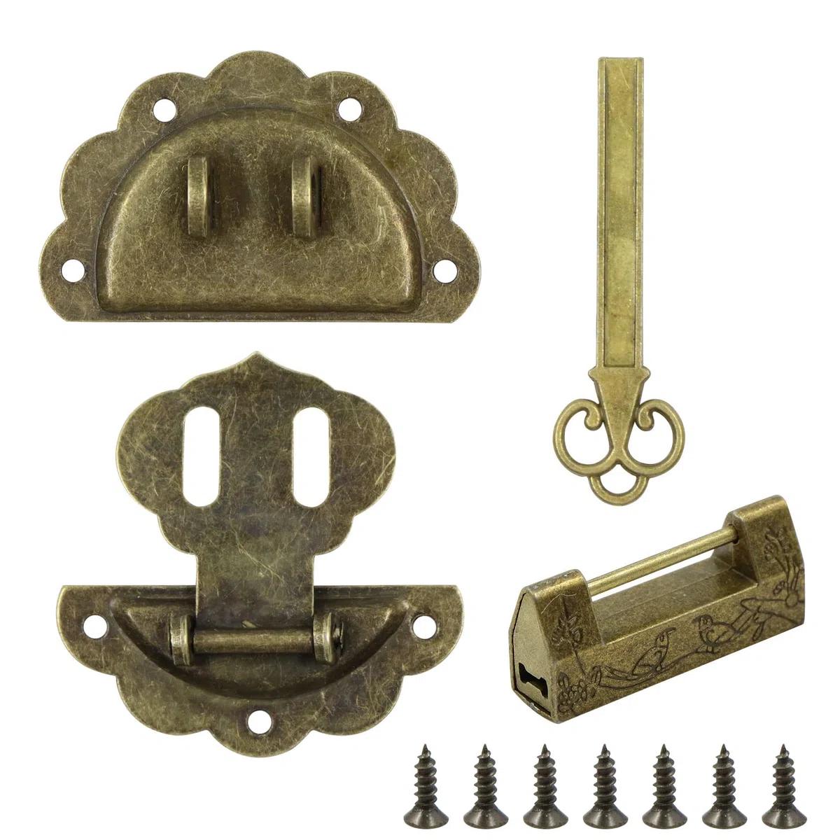 Serratura per armadietto Mini lucchetti - In lega di alluminio stile retrò con viti e chiavi, per cassetti gioielli, armadietti decorativi, armadi antichi decorativa mobili chiave viti, scatola legno