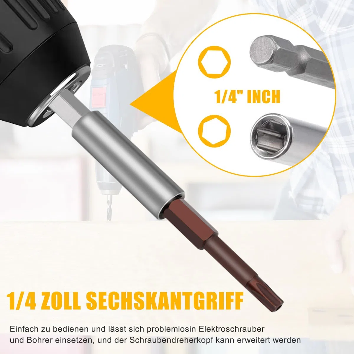 3 PCS Portainserti, Prolunga Esagonale da 1/4", Portabit Magnetico, Portabit per Trapano, Set di Bit a Cambio Rapido per la Maggior Parte Degli Avvitatori Elettrici, Punte e Bit, 60/100/150 mm