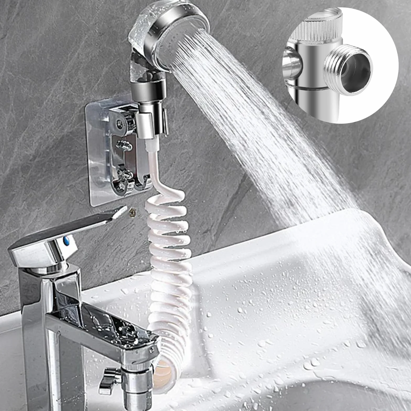 3 Vie Adattatore Rubinetto, Deviatore Doccia con Adattatore M22 a M24, Valvola Deviatrice Interruttore, Valvola Separatore Lega di Zinco, Ricambio per Rubinetto, per Lavandino Della Cucina o del Bagno