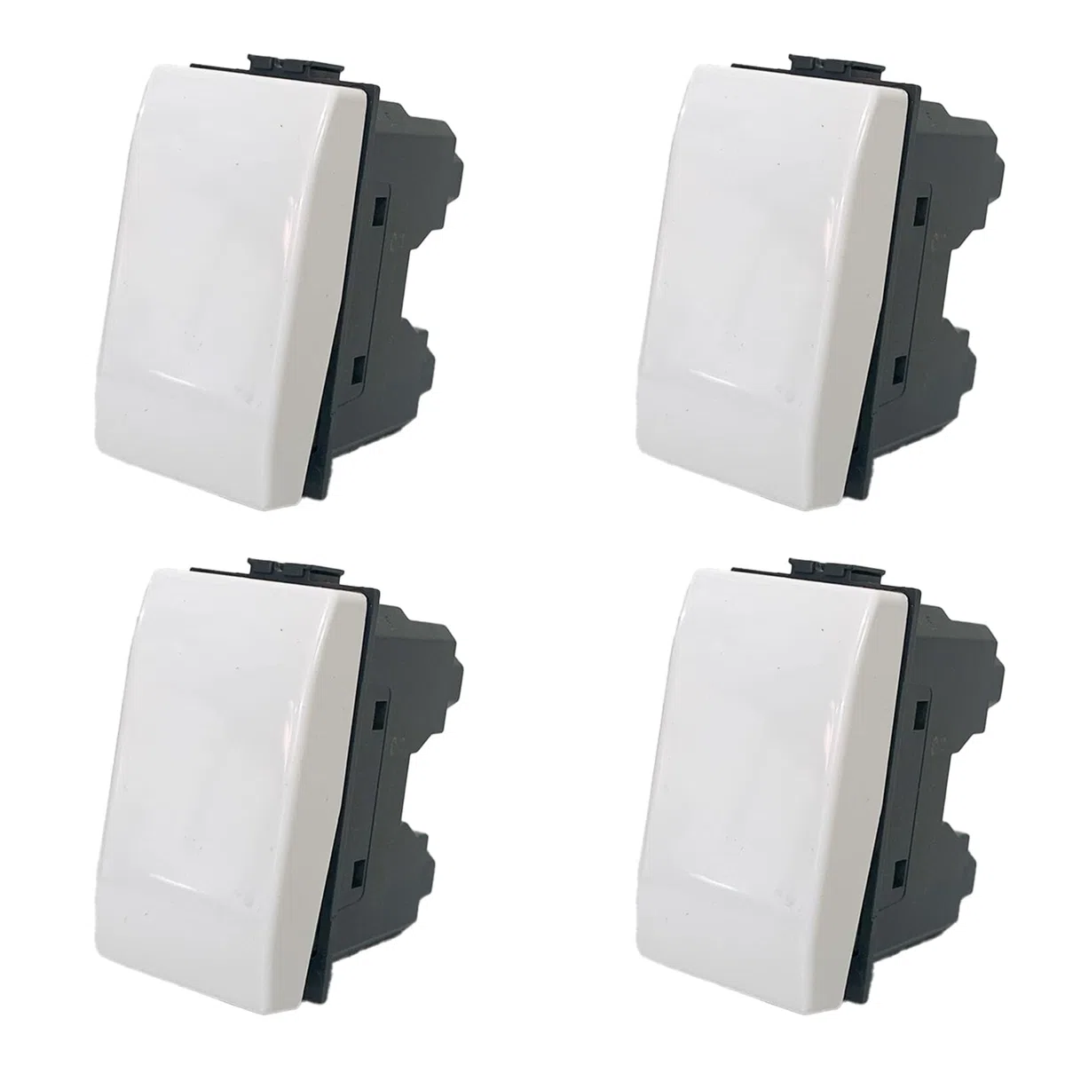 Set di 4 Interruttori Compatibili con bticino Matix, Interruttore Ideali per Frutti Elettrici e Compatibili con Bticino Matix Pulsanti (4 Interruttori Unipolari)