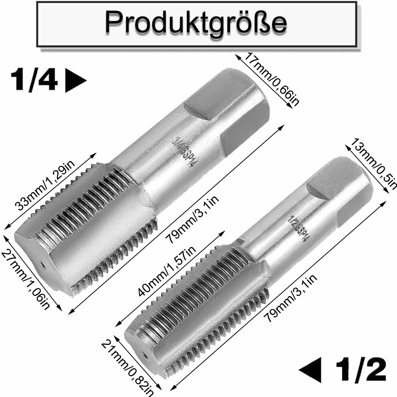 Set Rubinetti per Tubi, 2 Pezzi Maschi a Tubo Estrattore Viti, Rubinetto da 1/2 pollice, Rubinetto per Tubi con Filettatura Interna da 3/4 di pollice, Rubinetto per Incisione