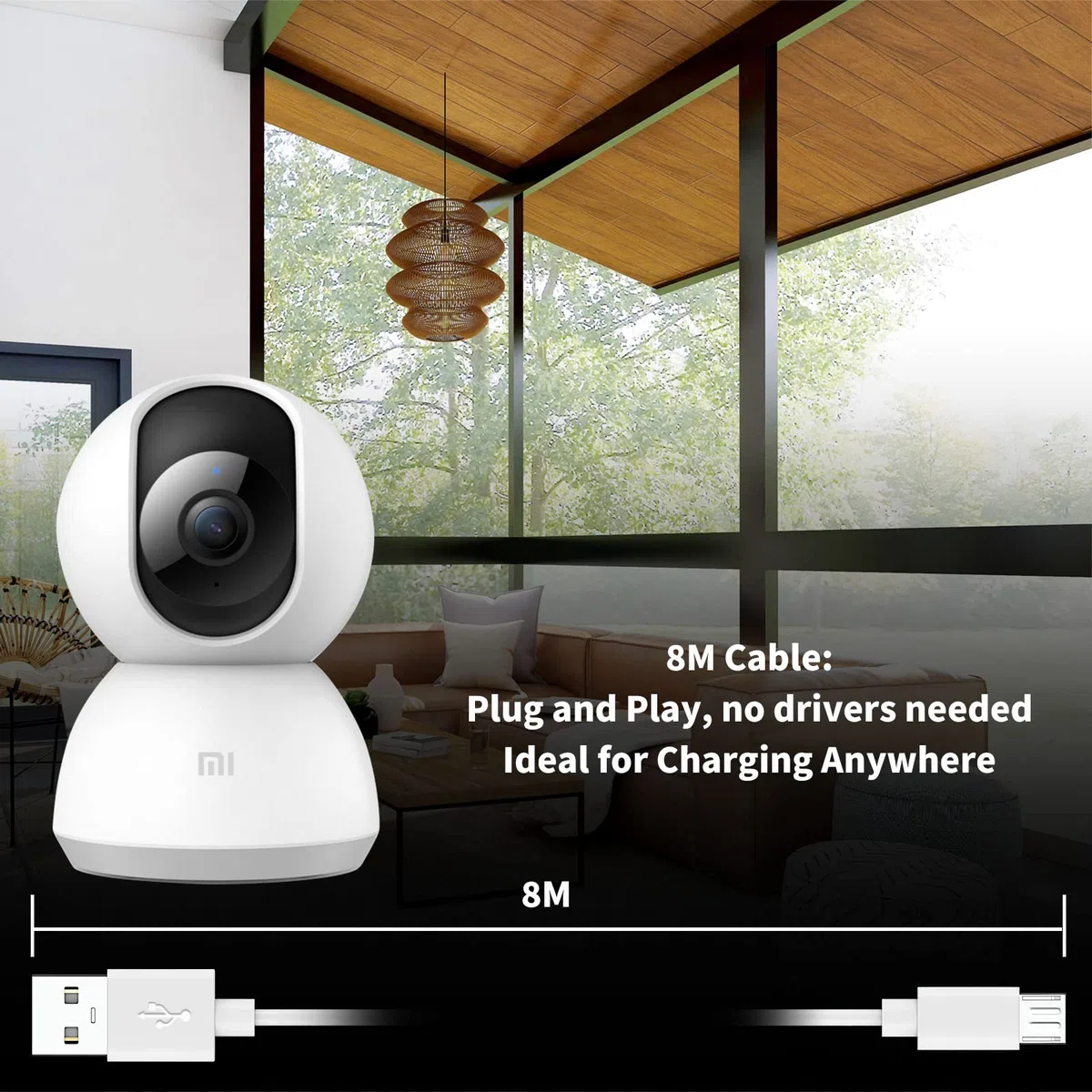 ACAGET Cavo Micro USB 8m per XIAOMI Camera 2K/Pro per XIAOMI (1080p),Cavi di Prolunga di Alimentazione Telecamere di Sicurezza per YI/Cloud Camera,Wyze/Nest/Arlo Q/Furbo Dog Cam