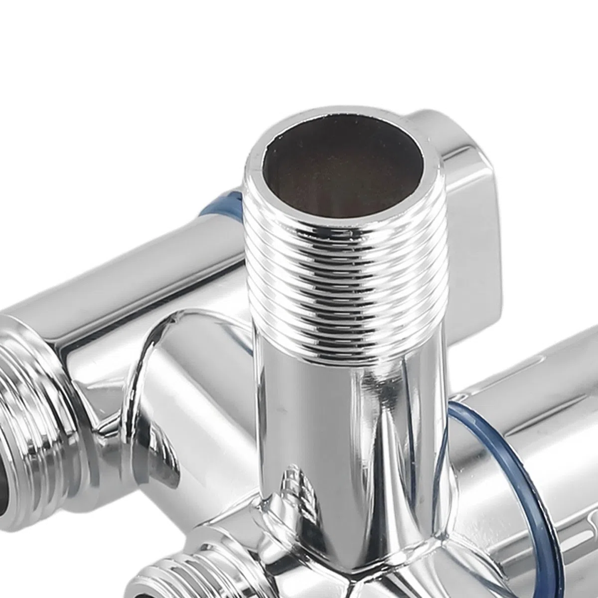 Valvola ad angolo a 3 vie, valvola deviatrice multifunzione per acqua con tripla uscita per rubinetto da bagno e doccia, splitter per lavatrice, lavastoviglie, struttura in acciaio (argento)