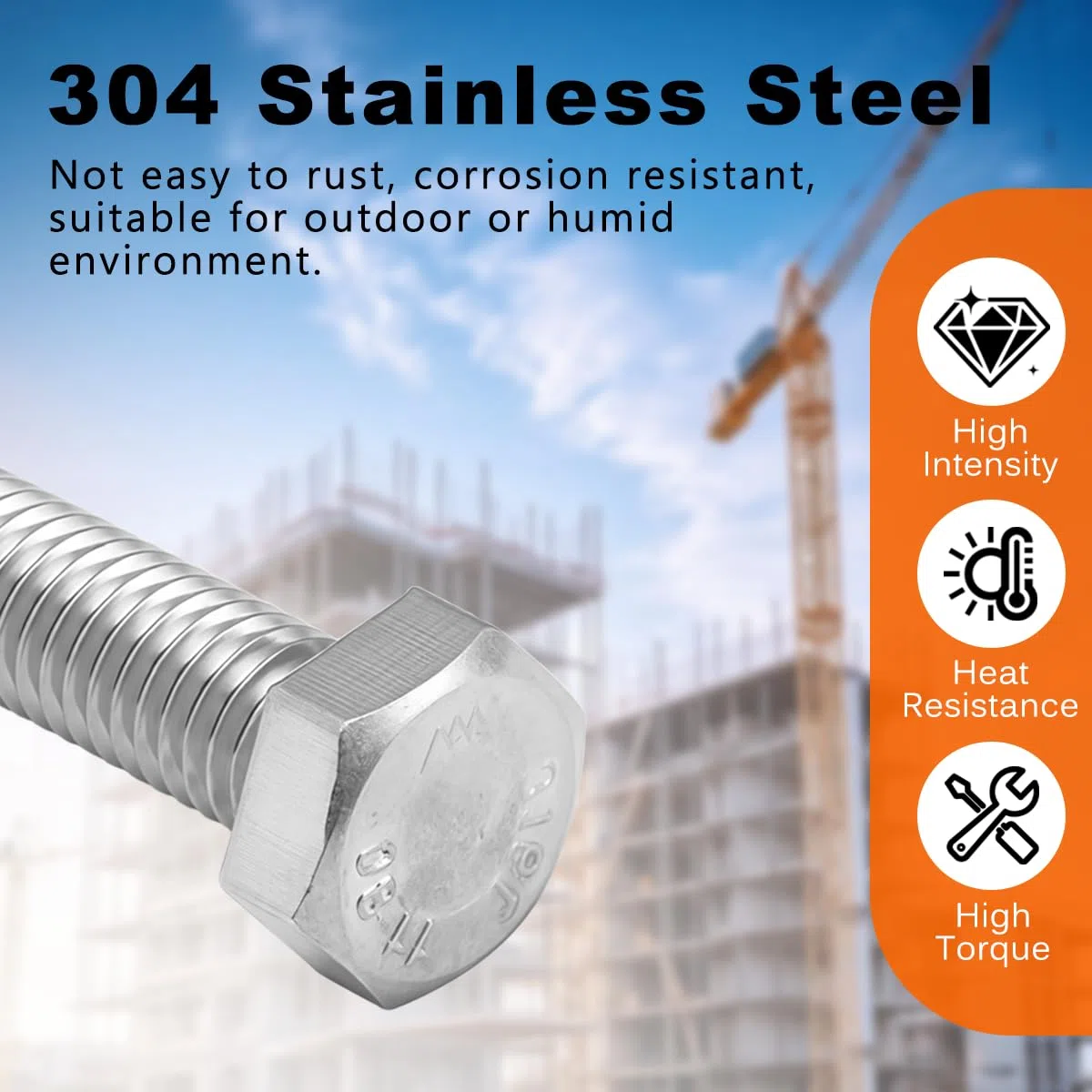 Drenky Bulloni Esagonali M8 x 16mm, 10 Pezzi Acciaio Inossidabile A2 V2A M8 Vite a Testa Esagonale Argento DIN 933 Alta Resistenza Filettatura Completa Bullone Inox