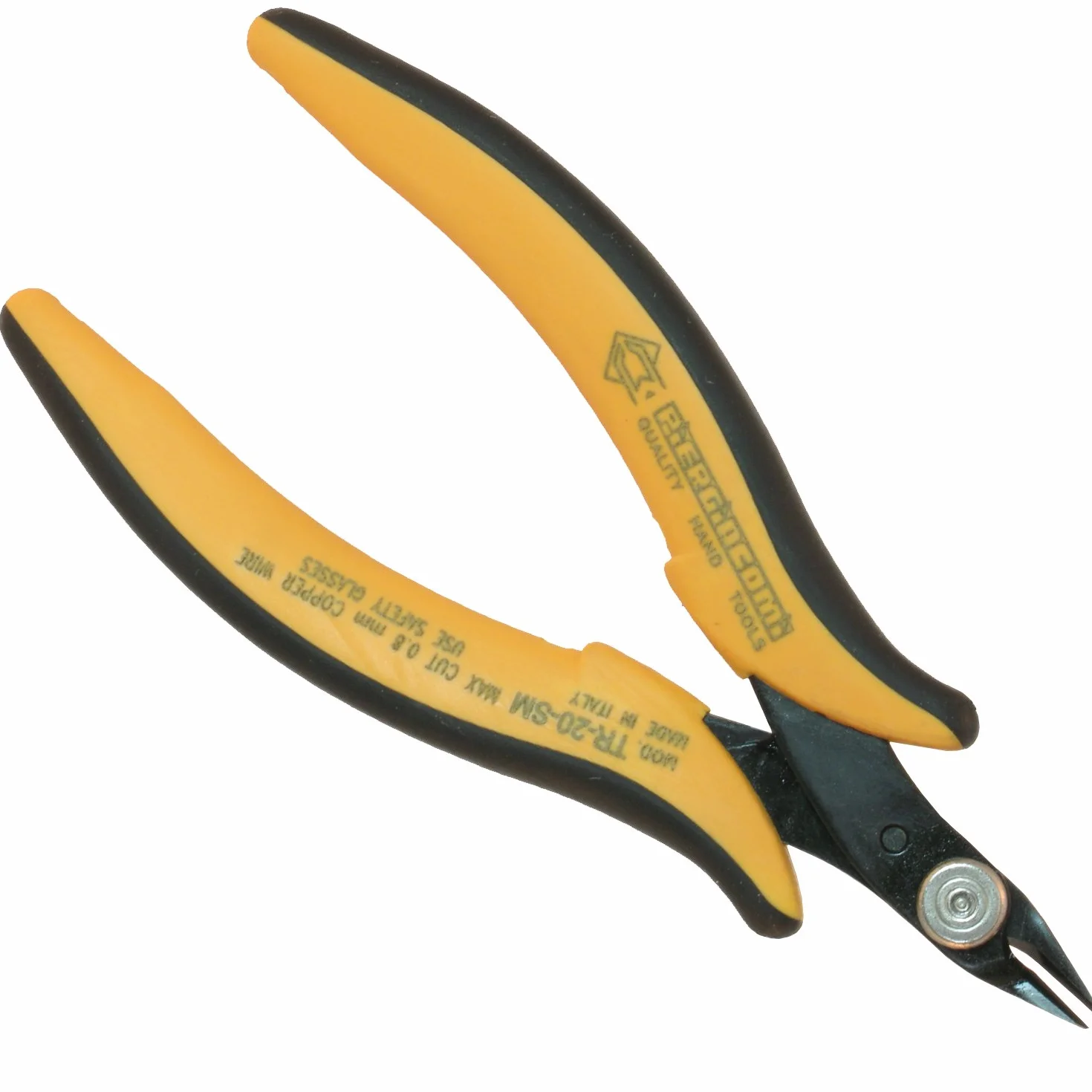 Piergiacomi - TR20SM Tronchesino dal Taglio Raso 132mm - Testa Micro Bordi Smussati - Taglienti da 8mm Inclinati a 27° per Rame o Altri Materiali Duttili max Ø 0.81mm - Arancione - Made in Italy