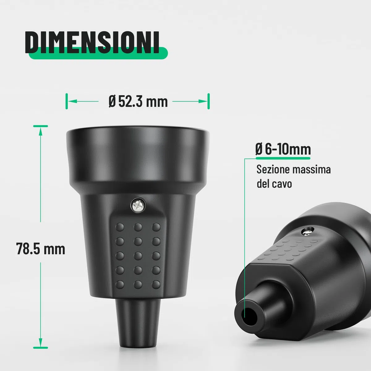 greate Spina di contatto di messa a terra, accoppiamento - Spina di contatto di messa a terra in gomma - Accoppiamento con protezione antipiega, 2 poli, 250V, 16A, 3,7kW, IP44