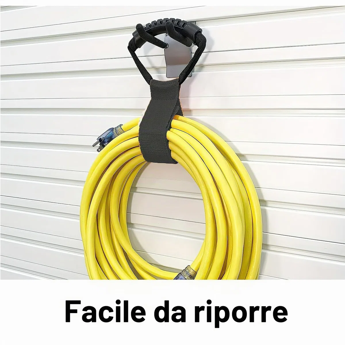 2 Pezzi Organizzatore per Cavi e Tubi con Maniglia Ergonomica, Chiusura a Strappo Regolabile da 55 cm, per Garage e Officina, Prolunga Cavo Organizer per Appendere Cavi Elettrici e Tubi da Giardino