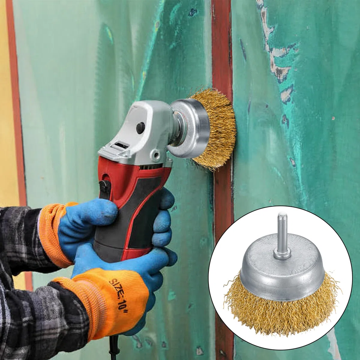 11 Pezzi Spazzole Metalliche per Trapano, Spazzola Ottone a Tazza per Ruggine Metallo Legno Trapano Smerigliatrice con 1/4 Pollice Gambo Filo Acciaio per Rimozione Ruggine/Corrosione/Vernice
