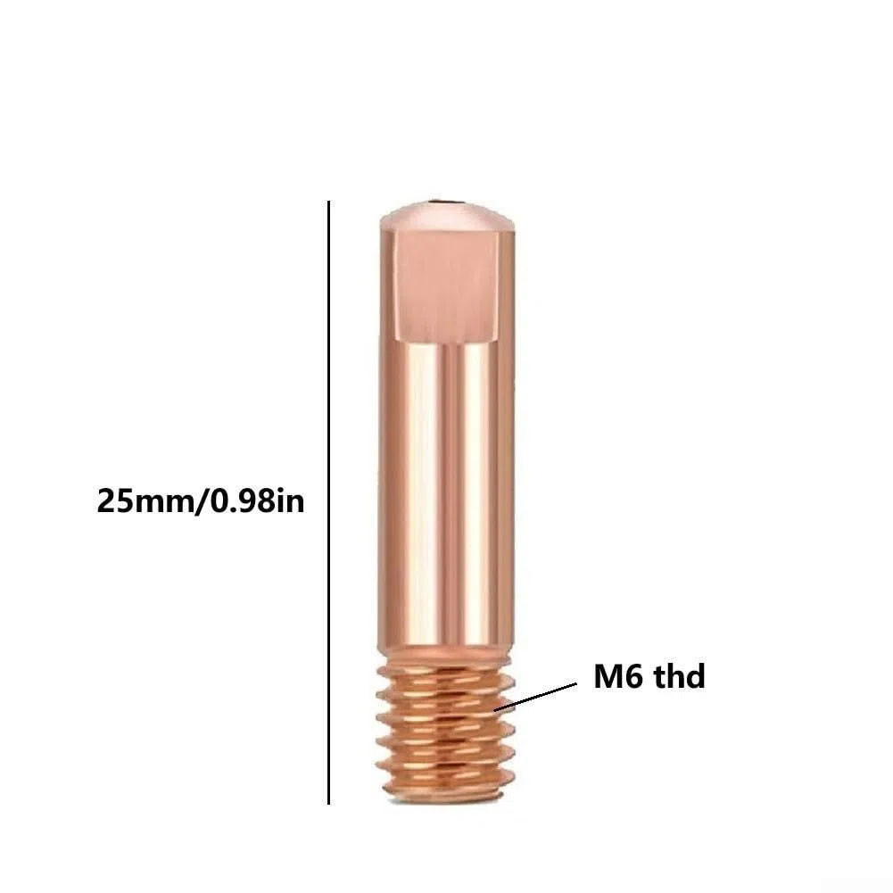 Set di 40 punte per saldatura in rame per saldatrici MIG MAG 15AK con ugelli da 0,8 mm, 0,9 mm, 1,0 mm, filettatura M6, lunghezza 25 mm, diametro 6 mm