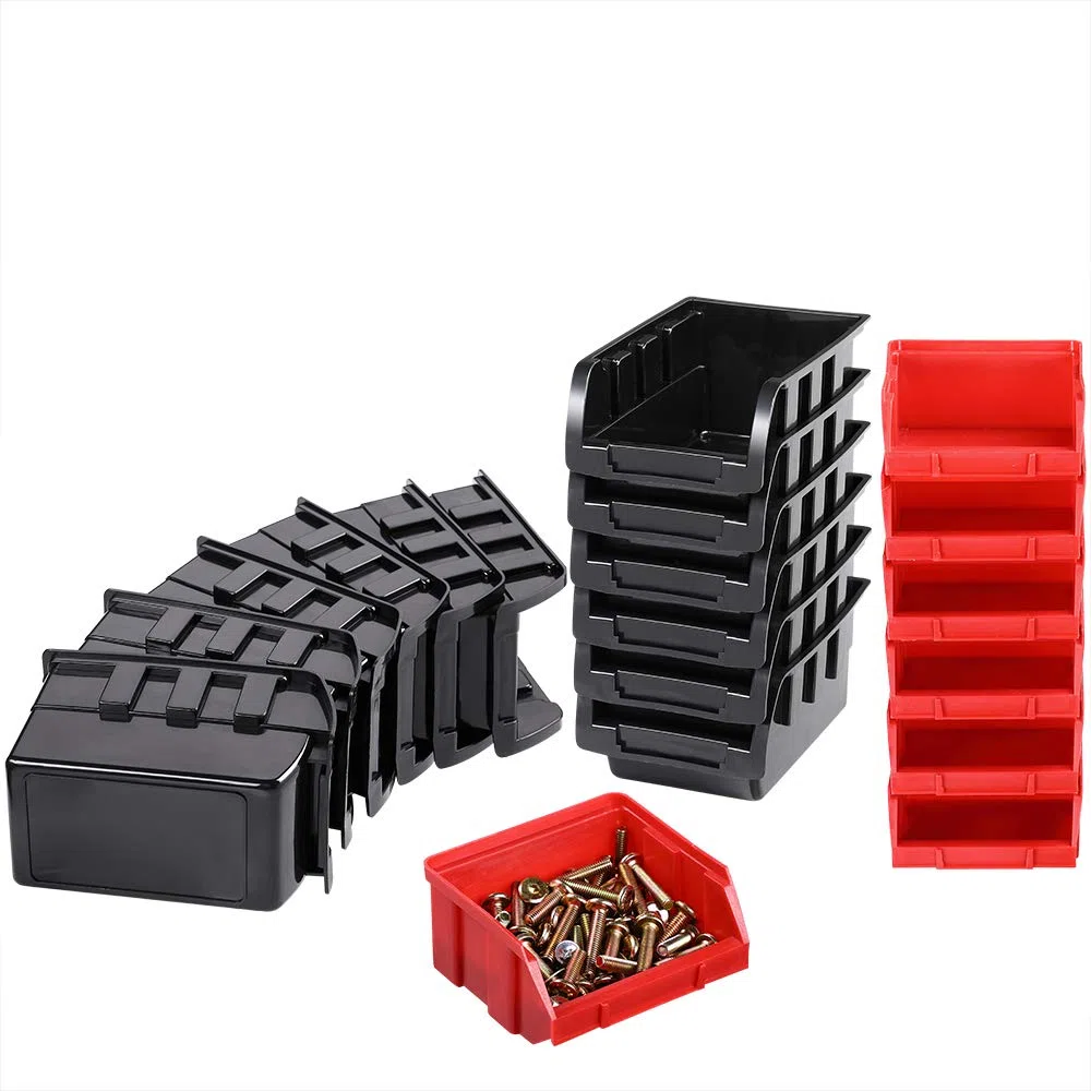 MONZANA® Pannello Preforato Portautensili 64 pz.95x54cm Box Impilabili Parete Attrezzata Officina Organizer Ampliabile Garage Pannello Porta Attrezzi Parete Pannelli Resistenti Sistema Organizzato