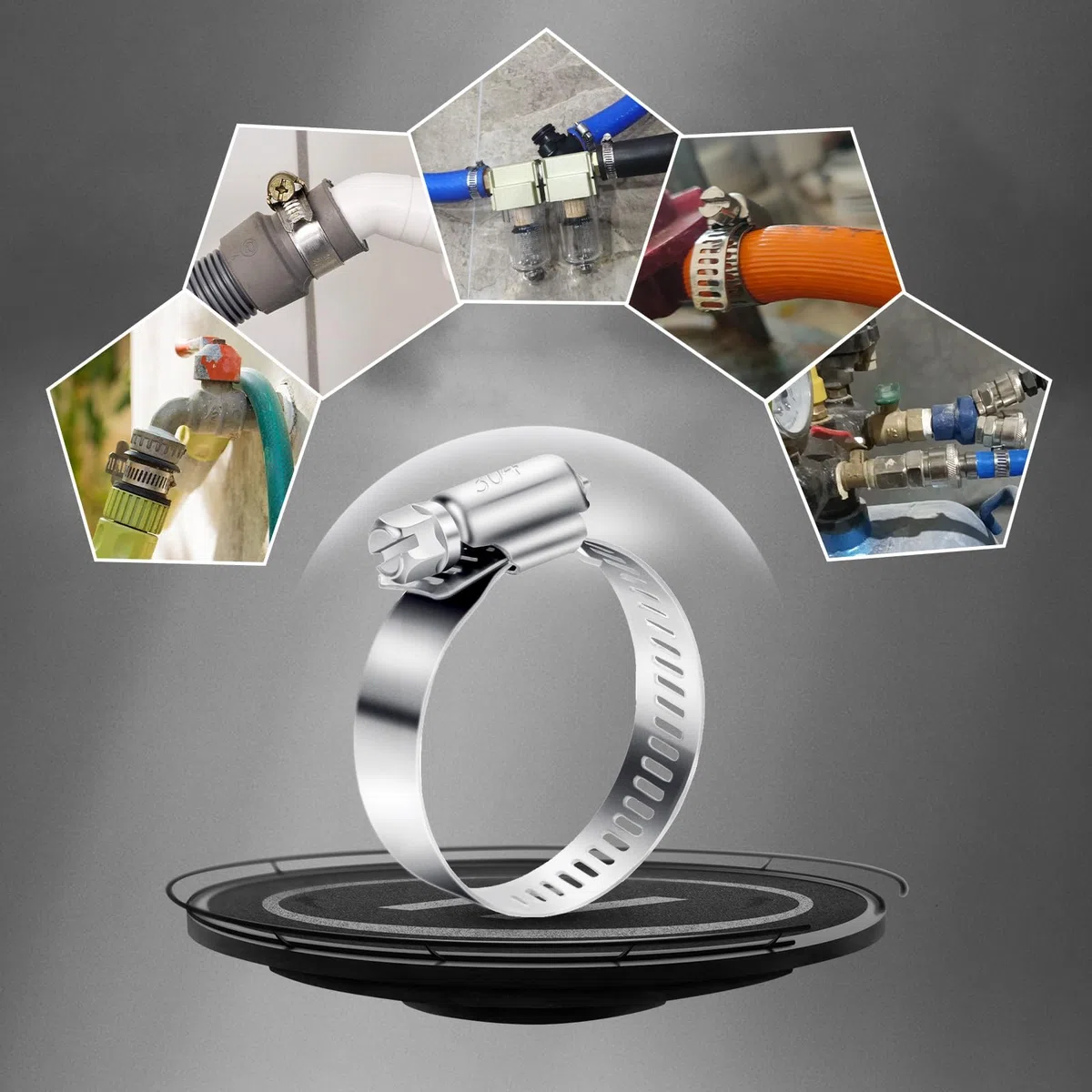 Fascette Stringitubo in Acciaio Inox 8 Pezzi Fascette Regolabili Robuste Fascette Stringitubo Versatili Kit 16-25mm per Tubi Dell'Acqua Giardino Casa Gas Stagno Automobilistico