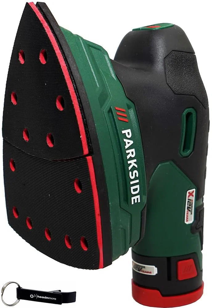 HEADNMORE Parkside PAMS 12 Levigatrice multifunzione wireless 12 V (con batteria) + portachiavi HEADNMORE