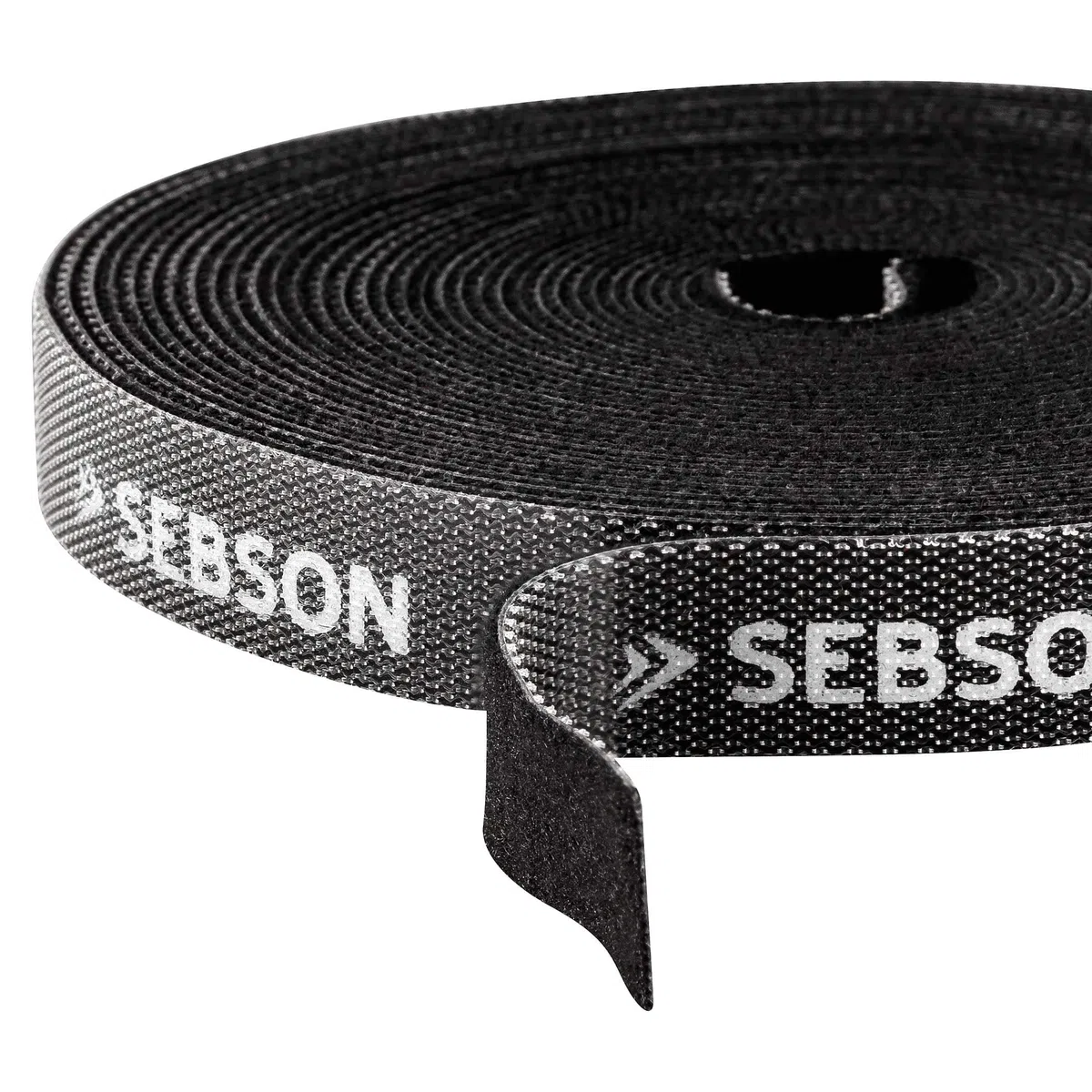 SEBSON Fascetta per Cavi riutilizzabili nera, 12mm x 15m Fascette a Strappo tagliabile regolabili, Tessuto, Tonde