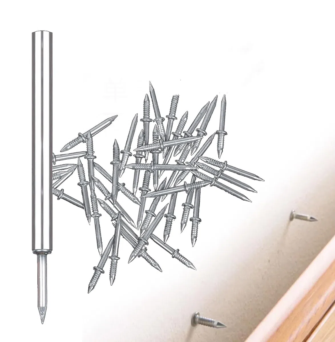 200Pcs Chiodi Senza Cuciture per Battiscopa a Doppia Testa, Chiodi in Corno Senza Traccia, Chiodi Nascosti per Legno Impiallacciature, Sicurezza invisibili Piccola Viti