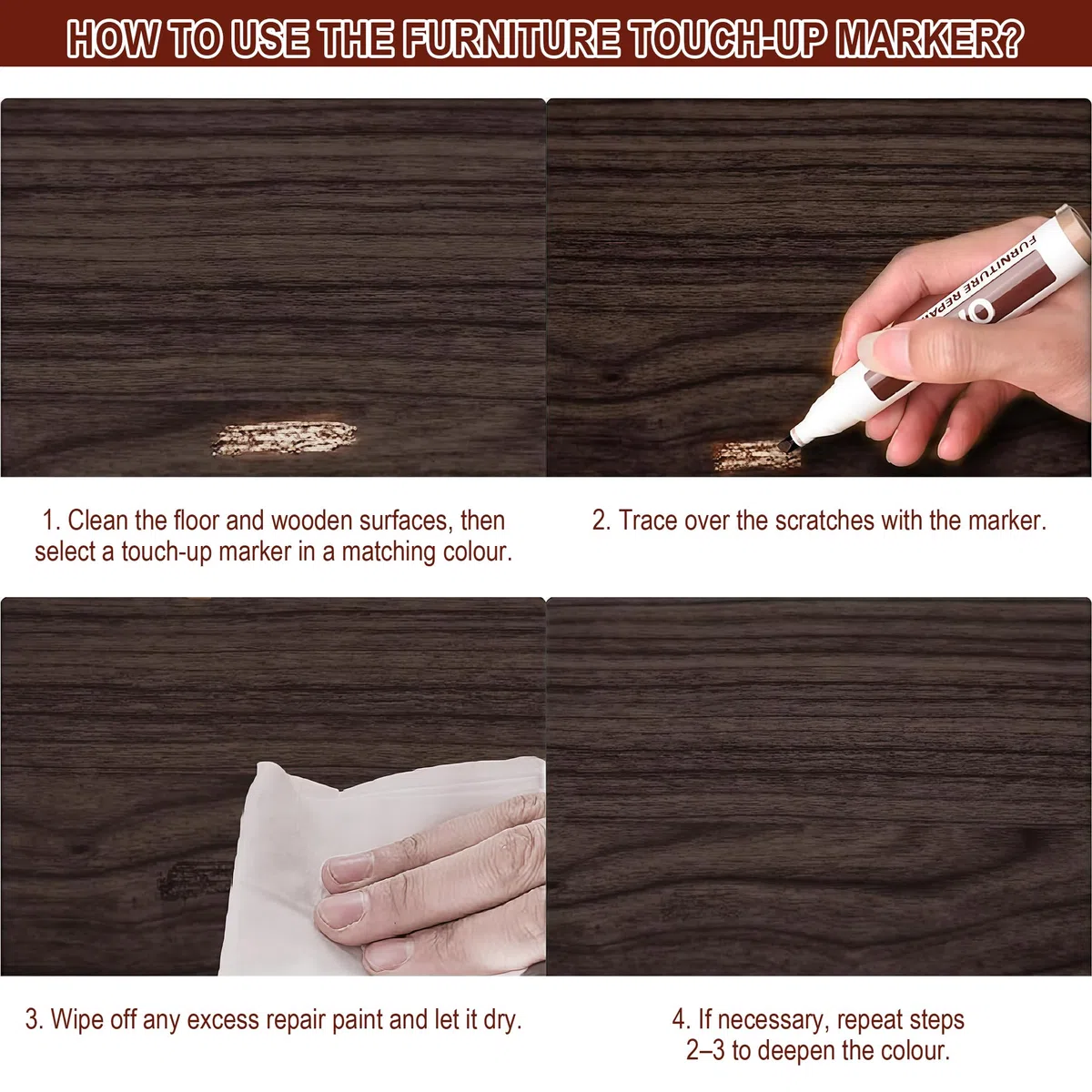 Kit di 10 matite Cera per Riparare Graffi e Macchie sul Legno. Include Colori Legno e tonalità Neutre. Ideale per Pavimenti, mobili e tavoli.