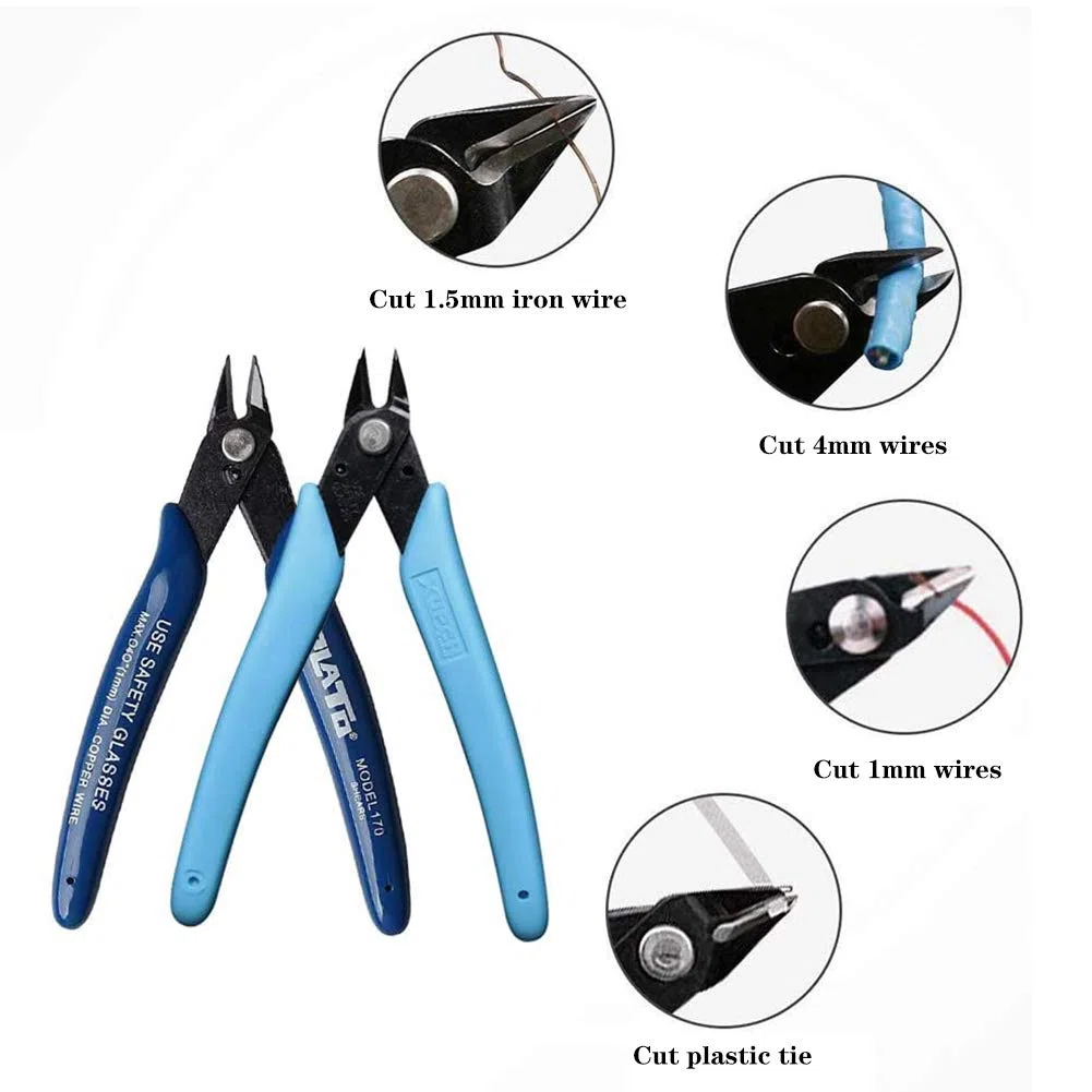CYH 4 Pezzi Pinze per Taglierine di Precisione, Tronchesino dal Taglio Diagonali Tronchesi a Filo Diagonale, per l'industria Elettronica, Lavorazione di Gioielli, Modellismo Pinze per Bigiotteria