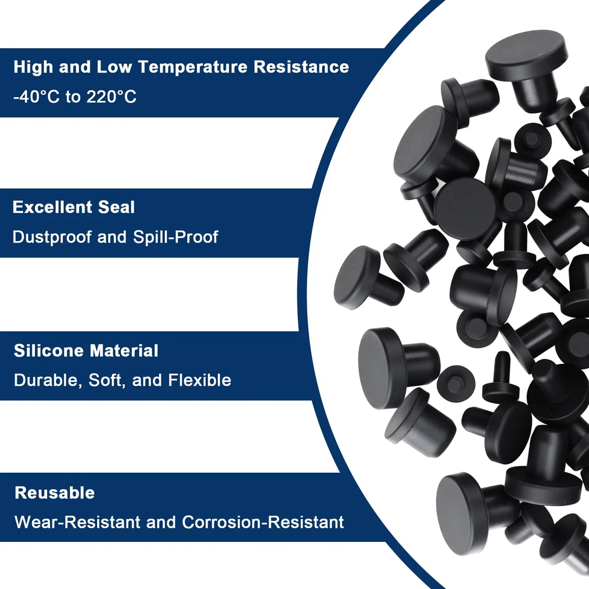 8.5 mm Tappi Gomma per Fori 30 Pezzi Tappo Cieco in Silicone Nero Tappi di Tenuta per Tubi Solido Rotondo per Bottiglie con Foro 8 mm Contenitori Tavoli Sedie Armadi Mobili Tubi Automobili