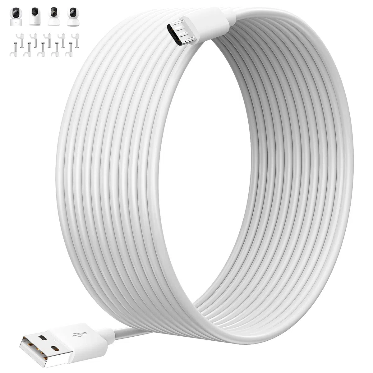 ACAGET Cavo Micro USB 8m per XIAOMI Camera 2K/Pro per XIAOMI (1080p),Cavi di Prolunga di Alimentazione Telecamere di Sicurezza per YI/Cloud Camera,Wyze/Nest/Arlo Q/Furbo Dog Cam