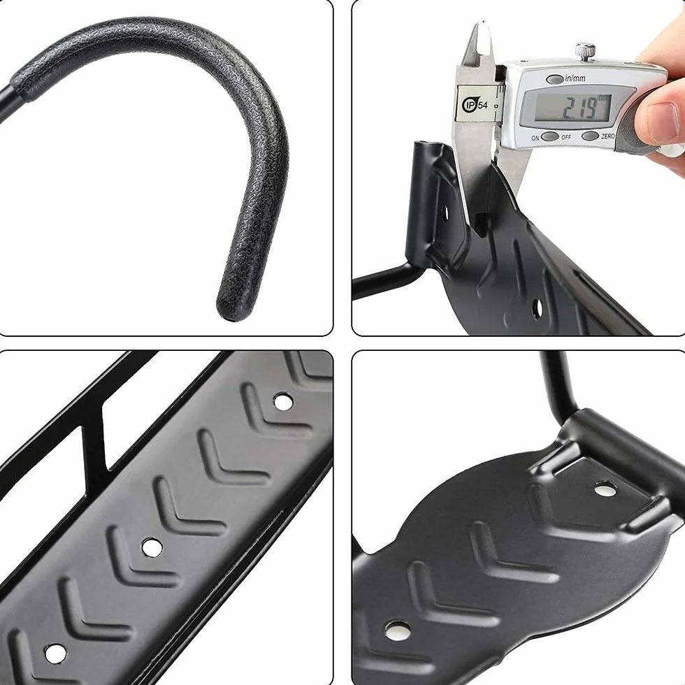 Bakaji Set 2 Staffe Ganci Porta Bicicletta da Parete Pieghevole in Gomma Salvaspazio per Mountain Bike Acciaio
