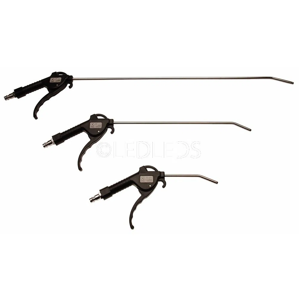 KIT 3 PISTOLA ARIA SOFFIAGGIO PER COMPRESSORE CON CANNA CURVA LUNGA 11 30 50 CM