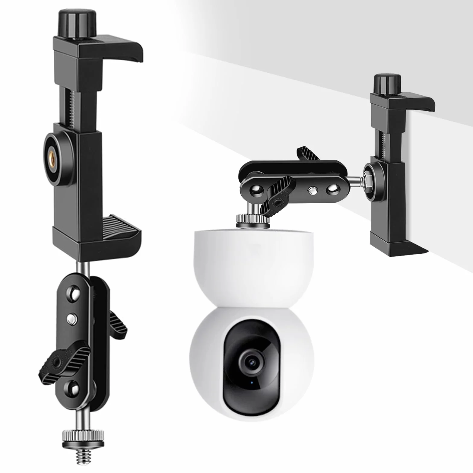 Supporto Telecamera, Staffa Telecamera Staffa Palo Parete Regolabile 360 Gradi Sorveglianza Supporto da Parete Staffe di Monitoraggio, Fotocamera Sorveglianza Clip per Interno e Esterno, Nero